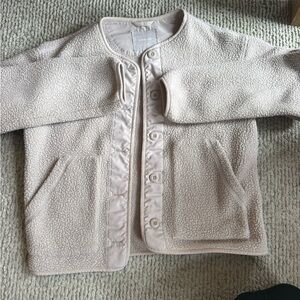 Everlane Cropped Fleece jacket size small beige